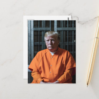 Een veroordeelde in de gevangenis achter tralies briefkaart