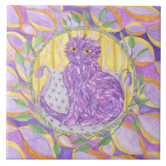 Een verwarmde kat tegeltje (Voorkant)