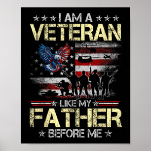 Een veteraan zoals vader voor Vaderdag vlag Poster