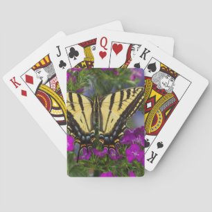 Een Viceroy Butterfly op Donk Pink Flowers Pokerkaarten