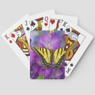 Een Viceroy-vlinder op paarse gladiolen Pokerkaarten