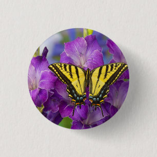 Een Viceroyvlinder op paarse gladiolen Ronde Button 3,2 Cm