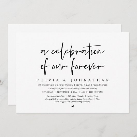 Een viering van onze 'Forever', weddenschap Kaart (Voorkant / Achterkant)