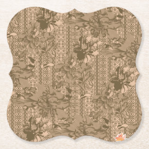 Een vintage bloempatroon met ingewikkeld bruin ont kartonnen onderzetters