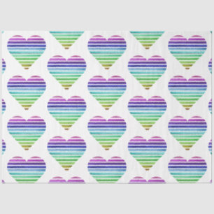 Een Vintage Regenboog Gestreept Hart Serie Design  Tissuepapier