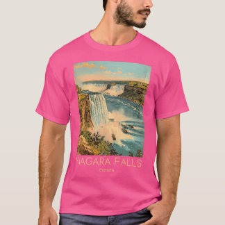 Een vintage reisillustratie van Niagara Herfsten - T-shirt