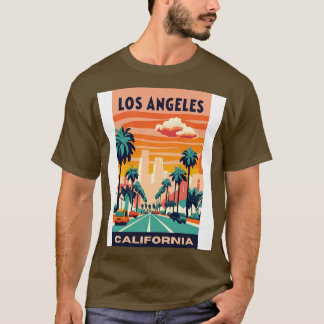 Een vintage reiskunst van Los Angeles California U T-shirt