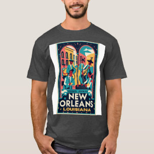 Een vintage reiskunst van New Orleans Louisiana US T-shirt