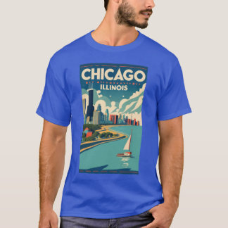 Een Vintage Travel Art van Chicago Illinois US 2 T-shirt