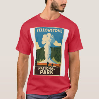 Een Vintage Travel Art van de Yellowstone National T-shirt