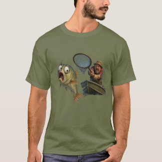 Een vis die probeert te ontsnappen aan de visser t-shirt