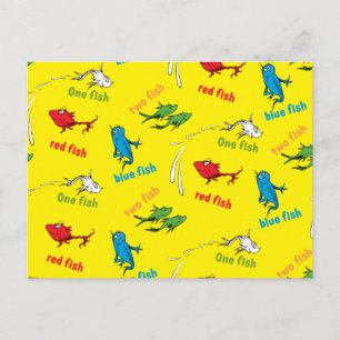 Eén Vis Twee Vissen Geel Patroon Briefkaart