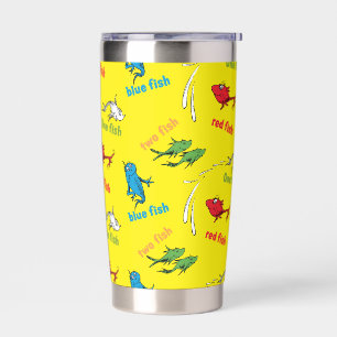 Eén Vis Twee Vissen Geel Patroon Geïsoleerde Drinkbeker