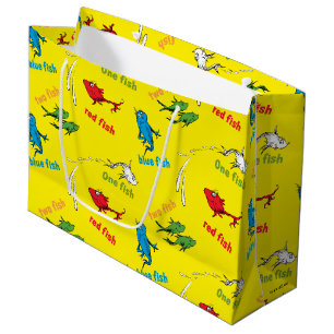 Eén Vis Twee Vissen Geel Patroon Groot Cadeauzakje
