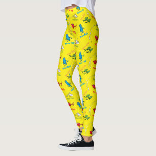 Eén Vis Twee Vissen Geel Patroon Leggings
