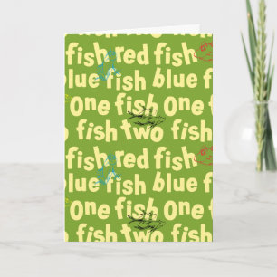 Eén Vis Twee Vissen Typografie Patroon Kaart