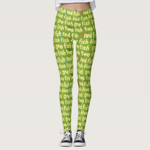 Eén Vis Twee Vissen Typografie Patroon Leggings
