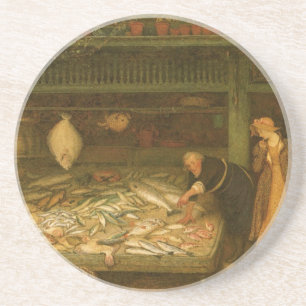 Een vishandelszaak van Frederick Walker Zandsteen Onderzetter