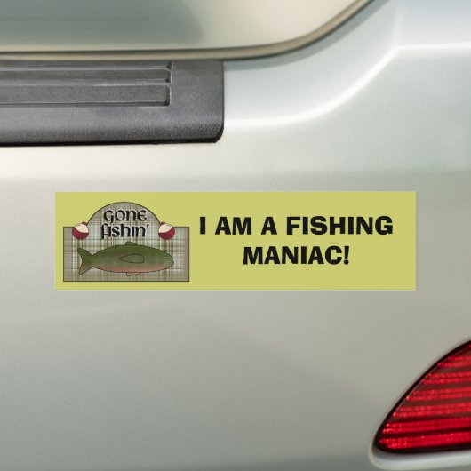 EEN VISSEN MANIAK! BUMPERSTICKER (Op auto)