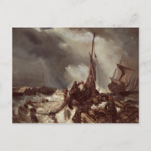 Een visser die zich in een net bevindt, 1868 briefkaart