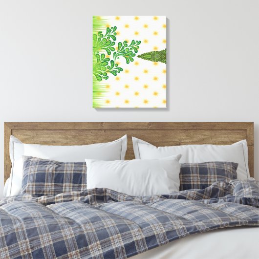 Een visueel aantrekkelijk groen en goud patroon me canvas afdruk (Insitu (Slaapkamer))