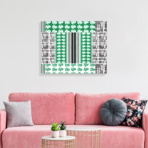Een visueel aantrekkelijk groen en zwart patroon,  canvas afdruk