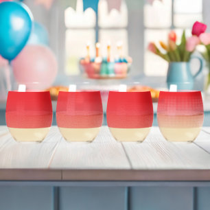 Een visueel aantrekkelijke rood-wit gestreepte ach wijnglas zonder voet
