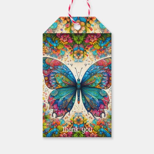 Een vlinder regenboogballet cadeaulabel (Voorkant)