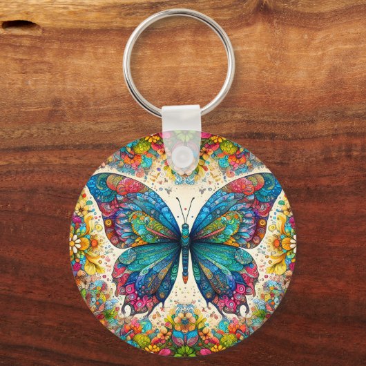 Een vlinder regenboogballet sleutelhanger (Achterkant)