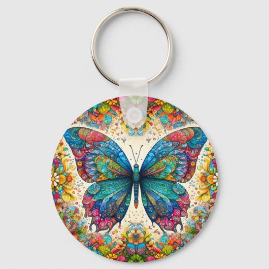 Een vlinder regenboogballet sleutelhanger (Achterkant)