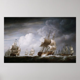 Een vloot van Oost-Indiërs op Zee door Nicholas Po Poster
