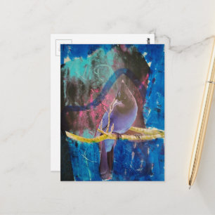 Een vogel die blauw is Mixed Media Collage Briefkaart