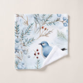Een vogel in een koude winter - bad handdoek (Wasdoekje)