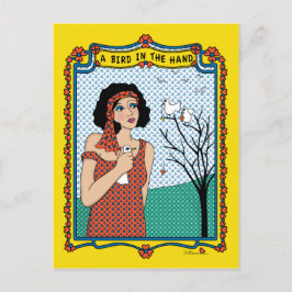 Een vogel in het Hand_B_ Briefkaart