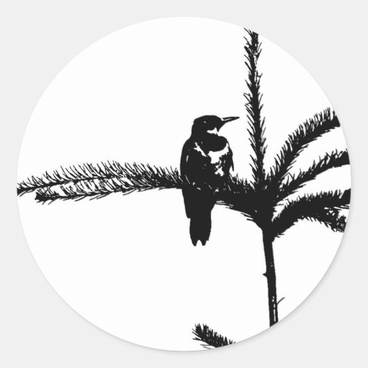 Een vogel op een tak ronde sticker (Voorkant)