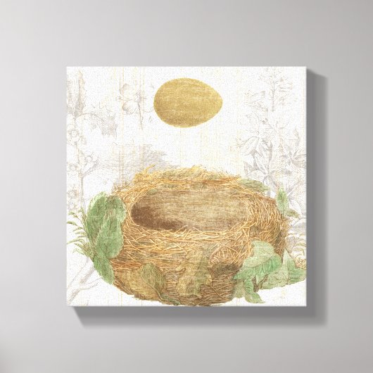 Een vogelnest met bruine eieren canvas afdruk (Voorkant)