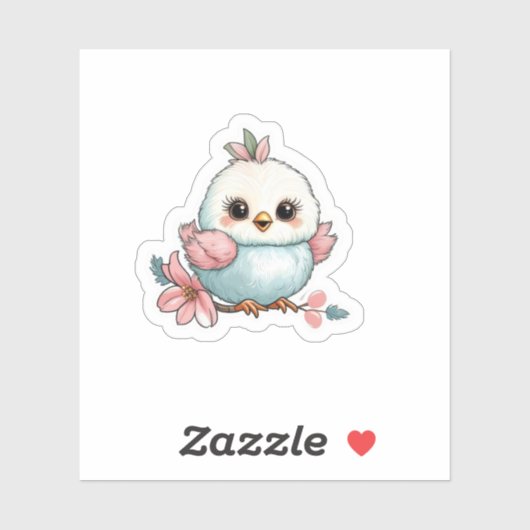 Een vogeltje op een tak sticker (Vel)