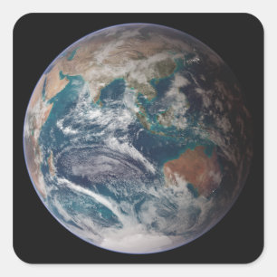 Een volledig uitzicht van de Aarde met wereldwijde Vierkante Sticker