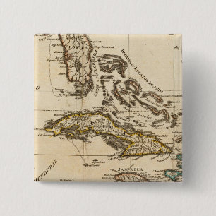Een volledige kaart van de West Indies Vierkante Button 5,1 Cm