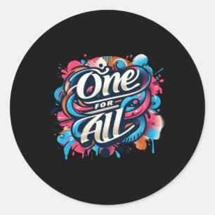 Een voor allen een tapijt van menselijke verbindin ronde sticker