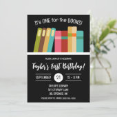 Eén voor de boeken! Eerste verjaardagsfeestje van  Kaart (Staand voorkant)