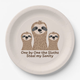 Eén voor één de Sloths Steal my Sanity Round Papieren Bordje