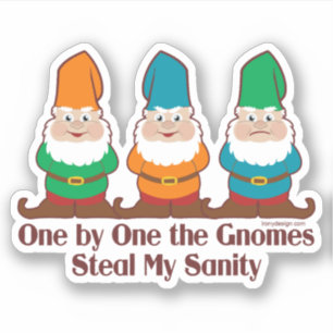 Eén voor één sturen de gnomen mijn schoonheidsc sticker