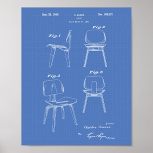 Een voorzitter 1949 Patent Art - Blauwdruk Poster