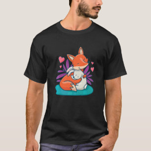 Een vos en een konijn knuffelen elkaar vos konijn t-shirt