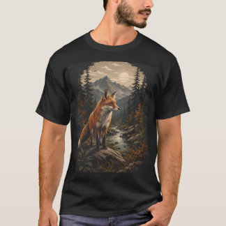 Een vos in de natuur, Vos met bos en grond T-shirt