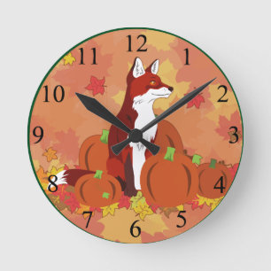 Een vos in de pompoen. ronde klok