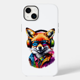 Een vos in hoofdtelefoon en bril Case-Mate iPhone 14 plus hoesje