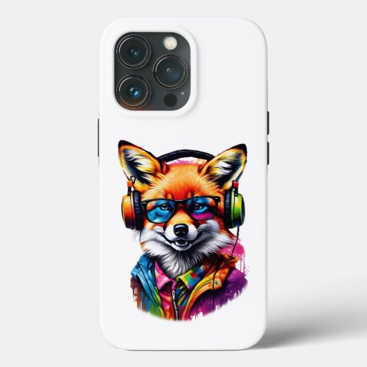 Een vos in hoofdtelefoon en bril Case-Mate iPhone case (Achterkant)