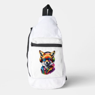 Een vos in hoofdtelefoon en bril sling bag